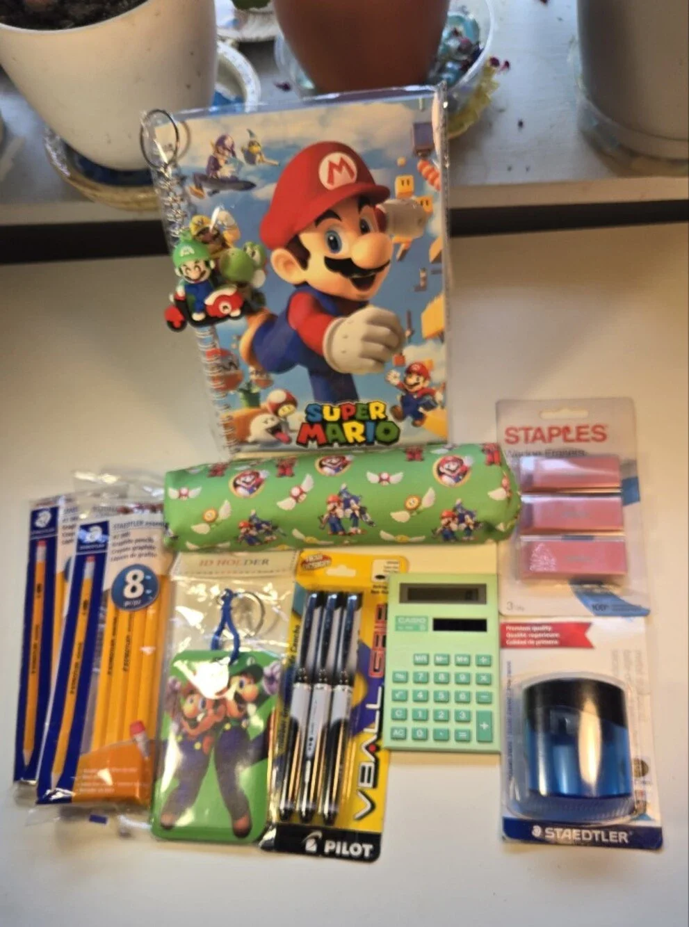 Super Mario Spiral Notebook and School Supply Bundle